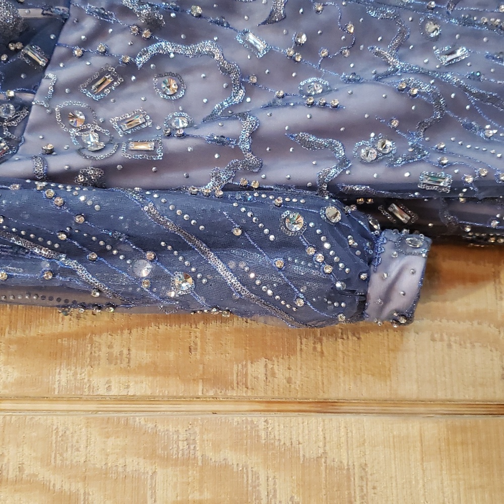 Alexander By Daymor NEW Blue Beaded Embellished Maxi Gown Dress Sz 6 #1369 - Picture 6 of 16